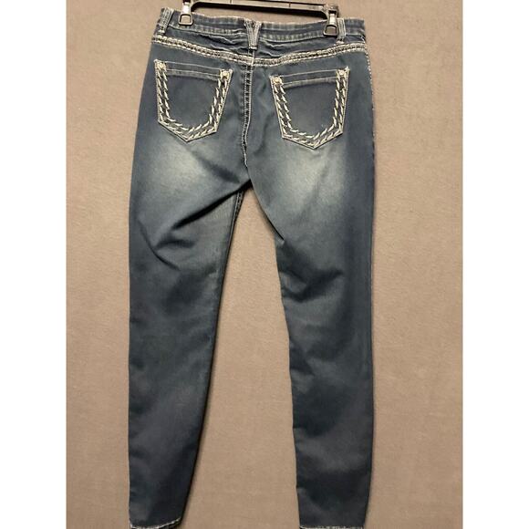 JUNIOR HYDRAULIC BAILEY SUPER SKINNY DARK BLUE JEANS 11/12 EMBELLISHED - Picture 7 of 8